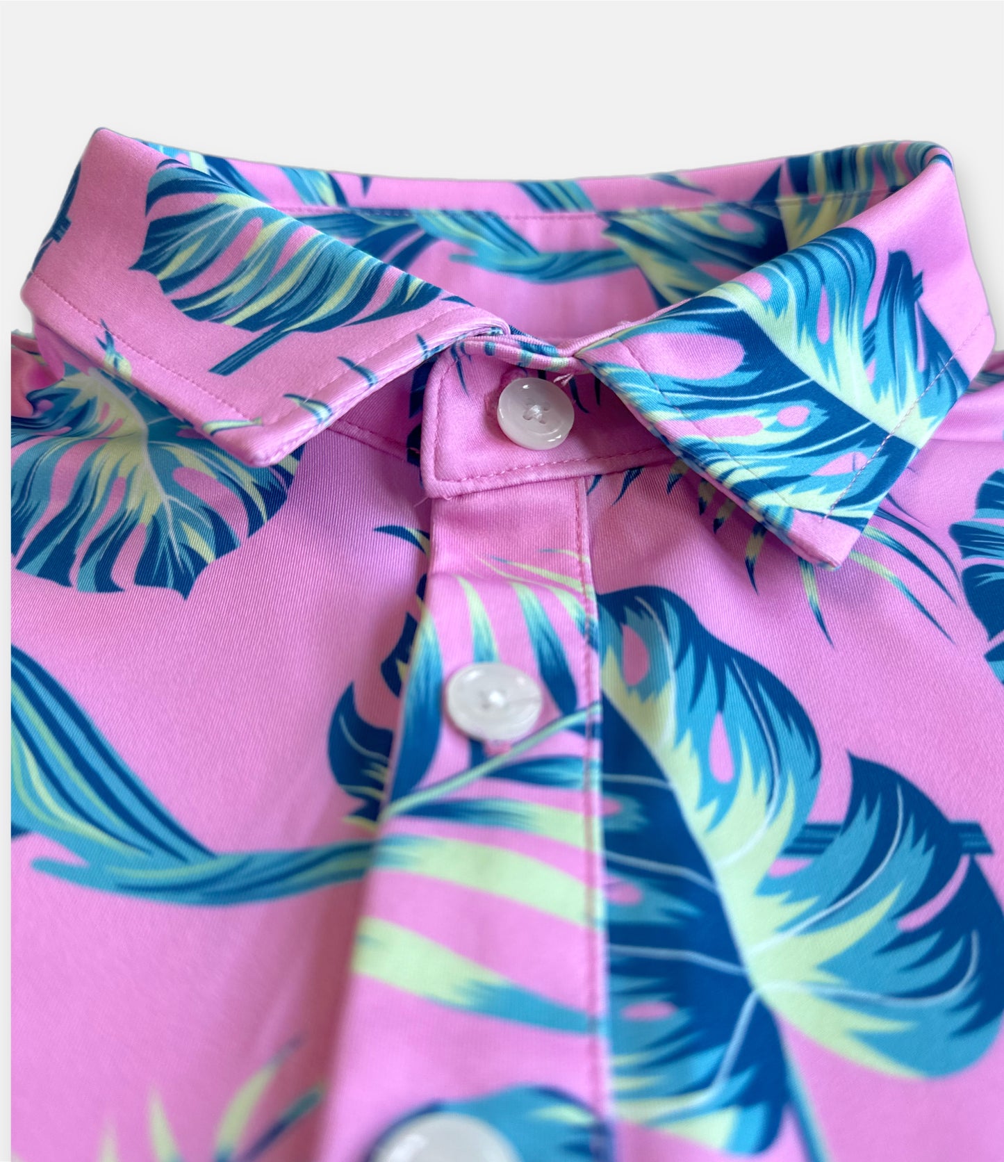 fun pink tropical golf polo at a low sale price everyday